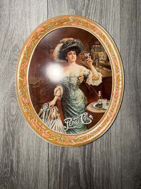 Vintage Pepsi-Cola Oval Serving Tray Featuring Victorian Woman